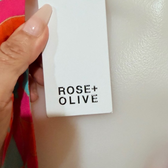 Rose & Olive Sleeveless Tassel Tie Neck Multicolor Floral Print High Low NWT XL - Picture 5 of 8